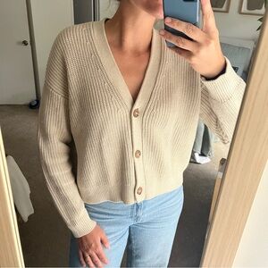 Quince Organic Cotton Fisherman Boxy Cropped Cardigan